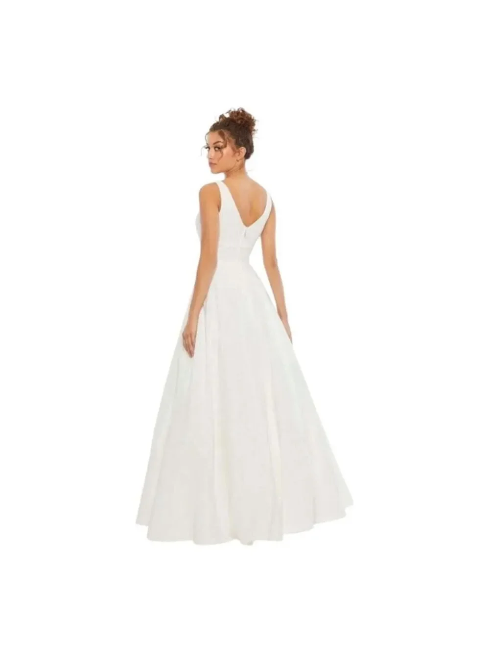Mac Duggal Gown Size 8 White V-Neck - Picture 3 of 10